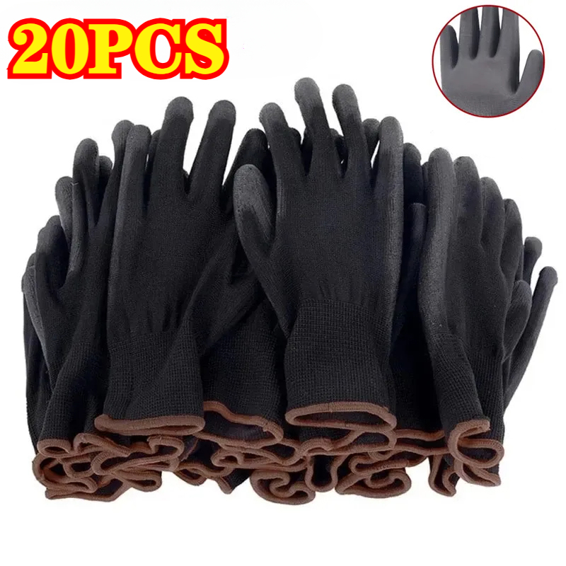 Woodworking Gloves - 20 szt. Czarne rękawiczki powlekane PU